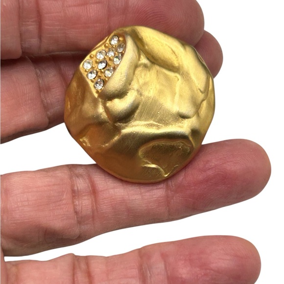 Vintage KJL Kenneth Lane Matte Gold Modernist Earrings - Picture 4 of 6